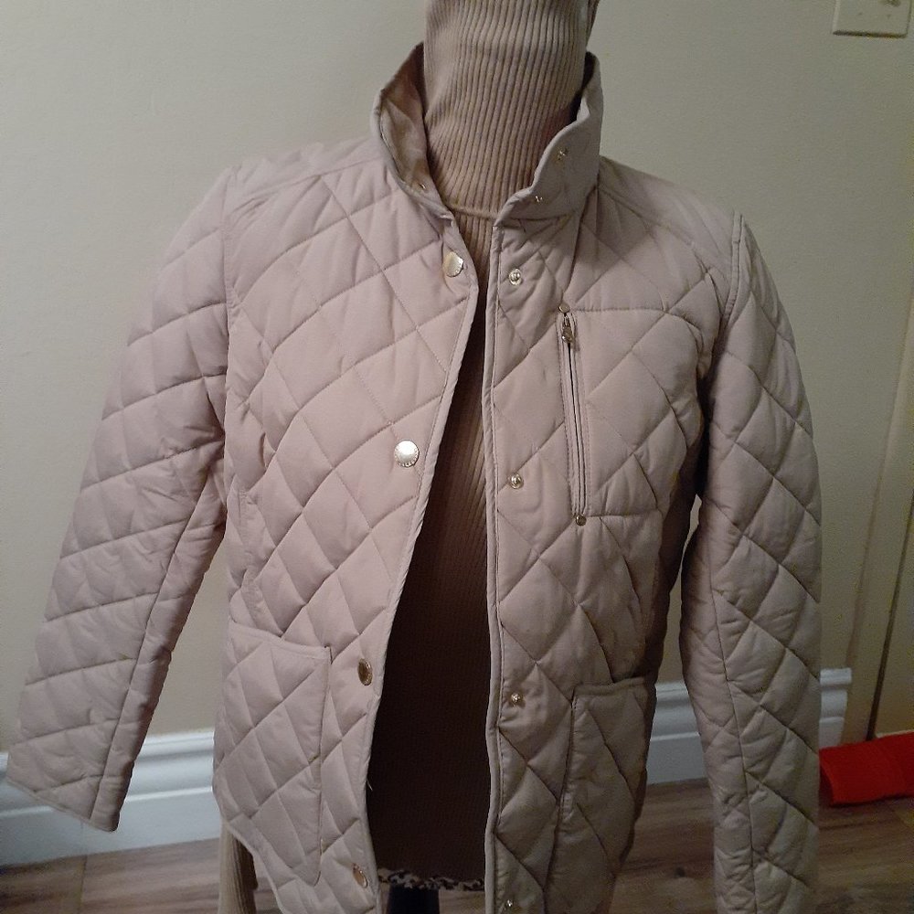 Vintage Lauren Ralph Lauren Sleek Patted Waist Length Tan Snap Jacket